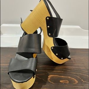 Black heels with tan sole